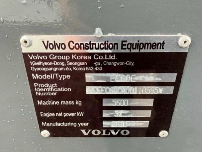 Excavatrice Volvo EC60C – 2010 - 5,6T – Image 2